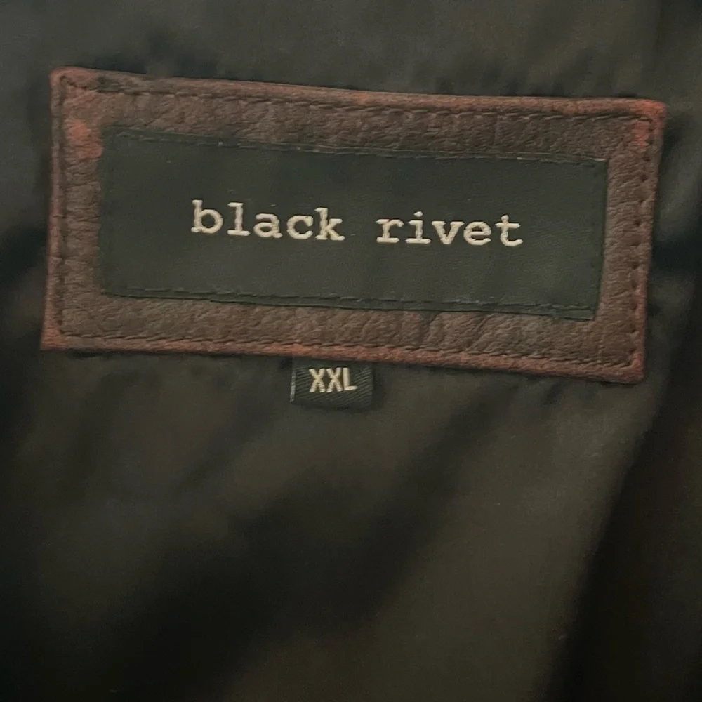 Black Rivet Dark Brown Jacket with Red and White Stars - Picture 8 of 11